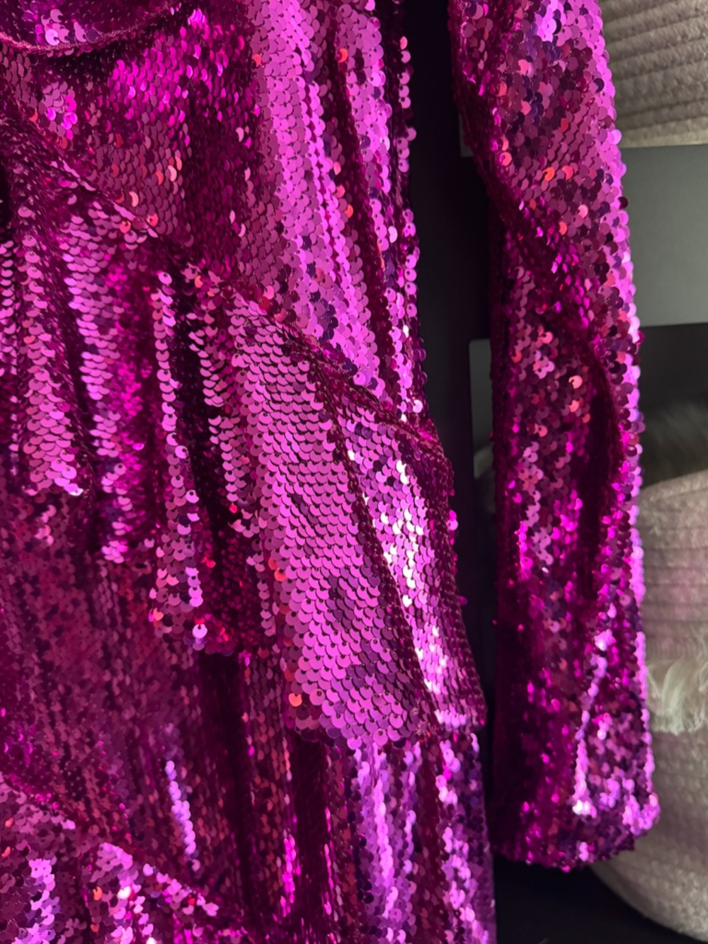 Fuchsia Sequin Ruffle Dress - Picture 5 of 7